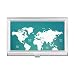 World Map Continent Distribution Outline Business Card Holder Case Pocket Box Wallet