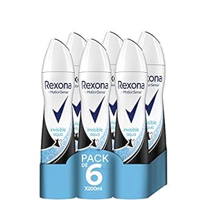 Rexona Invisible Desodorante Aerosol Antitranspirante para mujer Aqua  200ml – Pack de 6
