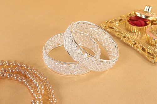 Image of NMII Traditional Plated Metal Bangles Kada Set For Women & Girls With Pearls | Women's Bangles | Fashion Pearls Bangle | Premium Kada Set For Wedding, Occasions, Everyone Jewelry - Set Of 2