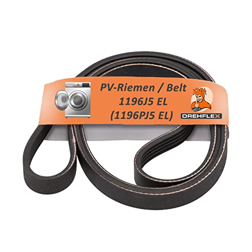 Preisvergleich Produktbild DREHFLEX - Riemen / Flachriemen / Keilriemen -1196J5 EL MAEL / 1196PJ5EL / 1196PJ5MAEL - elastisch - für diverse Waschmaschinen / Waschtrockner der Hersteller AEG Electrolux Zanussi Privileg Matura etc. - auf Riemen-Bezeichnung achten!