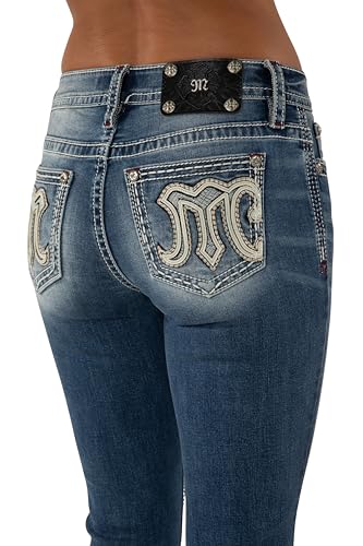 Miss Me Women's Maven Logo Embellished Pockets Mid-Rise Bootcut Jeans4