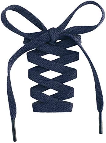 Handshop Flat Shoelaces 5/16" - Shoe Laces Replacements For Sneakers and Athletic Shoes Boots Navy Blue 114cm