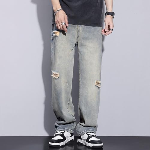 Loose Straight-Leg mop Pants, Wide-Leg Jeans, Men's Trousers2