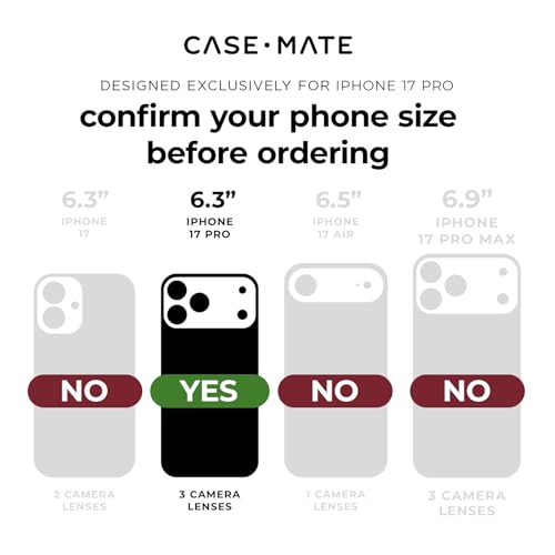 Image of Case-Mate iPhone 17 Pro Case - Tough Black | Compatible with MagSafe - Rugged Phone Cover with 12ft Drop Protection - Premium Magnetic Phone Cover for iPhone 17 Pro