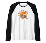 Riding Into the Sunset,Motorcycle Gift Funny Retro Graphic Raglan Baseball Tee