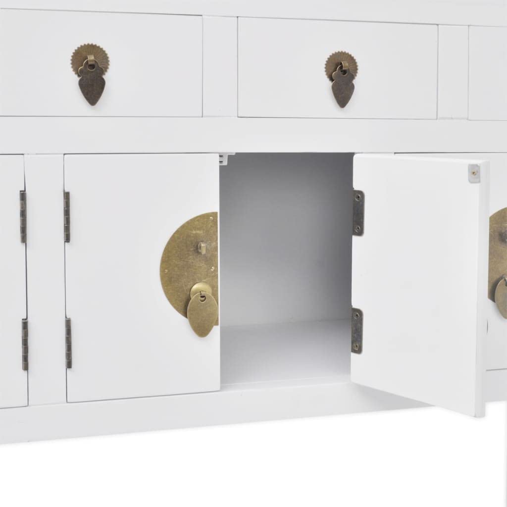 vidaXL Aparador de Estilo Chino de Madera Maciza Blanco
