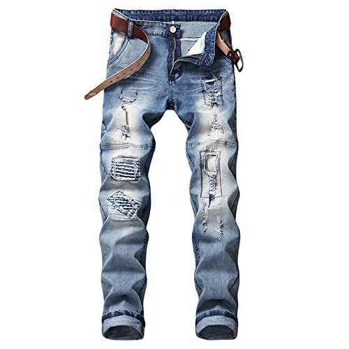 Pantalon en denim brodé à taille moyenne pour vos sorties urbaines