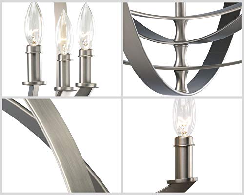 Equinox Collection Silver Six-Light Luxury Hanging Pendant Light - Image 12