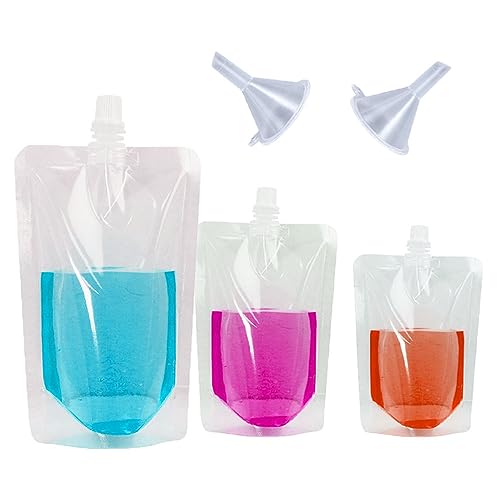 Changyeah Sacchetti per Bevande,15 Pezzi Sacchetti per Bevande, Sacchetti per Succo Riutilizzabili,per Frullati Liquori Trasparente per Bevande Congelate Feste,viaggi, picnic,250 ml,350 ml,500 ml