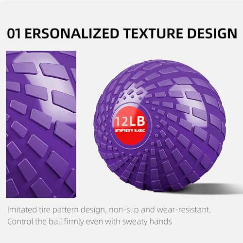 STRPRETTY BASIC Medicine Ball 12 lbs Slam Ball Weighted Balls for Exercise Strength and Crossfit Workout (Dynamic Purple)