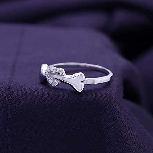 AFFY Round Sparkling White Cubic Zirconia Dog Bone Heart Promise Ring 14k Gold Over Sterling Silver3