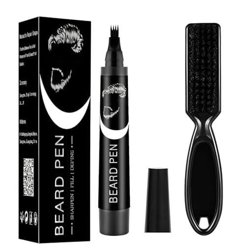 YUPZAR Bartstift für Männer Kit, Bartfüller Stift mit Bürste, Effektive Verbessern Gesichtshaar für Schnurrbart & Augenbrauen(Schwarz)