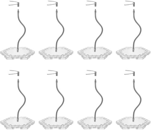 Zovelynta 8-Pack Clear Adjustable Action Figure Stand with Metal Clips & Flexible Arms – Action Figure Display Stand for Figures Compatible with...