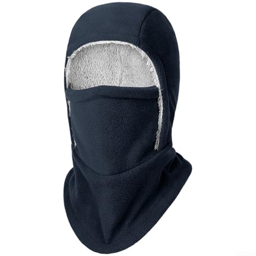 ToolsEvery Pasamontañas de esquí resistente al viento para exteriores con capa de forro polar térmico que proporciona cobertura completa de cara y cuello para clima frío (azul marino)