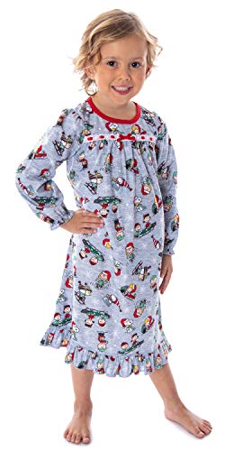 Peanuts Toddler Girls' Snoopy And Charlie Brown Holiday Woven Pajama Sleep Shirt Nightgown (3T) #TOP23