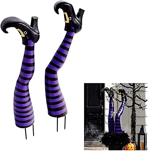 EUPEFIST 16 Inch Halloween Witches Legs Decoration for Yard, Upside Down Witch Legs with Red Shoes Outdoor Witch Leg Stakes Grave Breakers Witch Leg Stakes for Flower Pot,A'