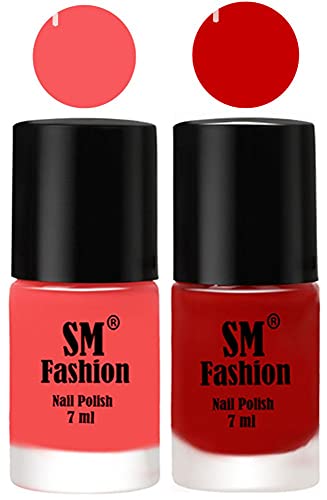 Image of Long Lasting Nail Polish | Nail Paint Combo 7 ml Each) - Set of 2 Light Pink-Orange