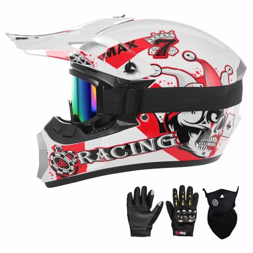 SPARK DOT Motocross Helmet Full Face Motorcycle Off-Road Gloves Goggles Mask 4Pcs Set