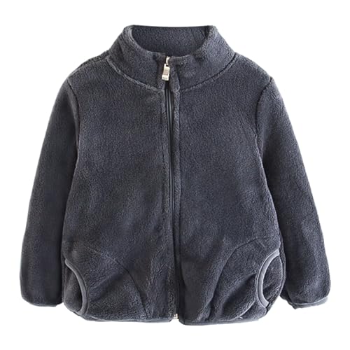 Boys Girls Fleece Thicken Warm Coat with Pocket Toddler Kids Faux-Fu𝐫 Outwear Long Sleeve Furry Plush Outerwear