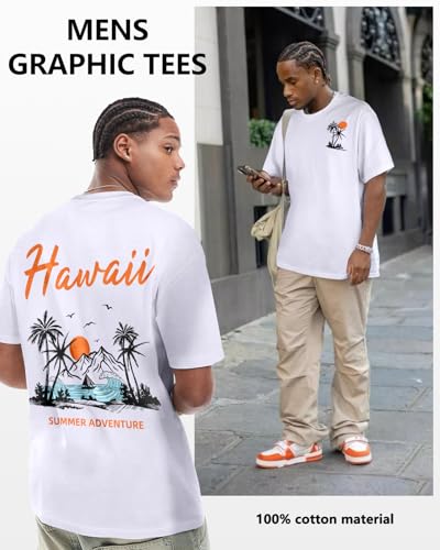 Men's Shirts Graphic Tees - Cotton Short Sleeve Mens T-Shirt Crewneck Design Funny Novelty Tee for Adult Male4