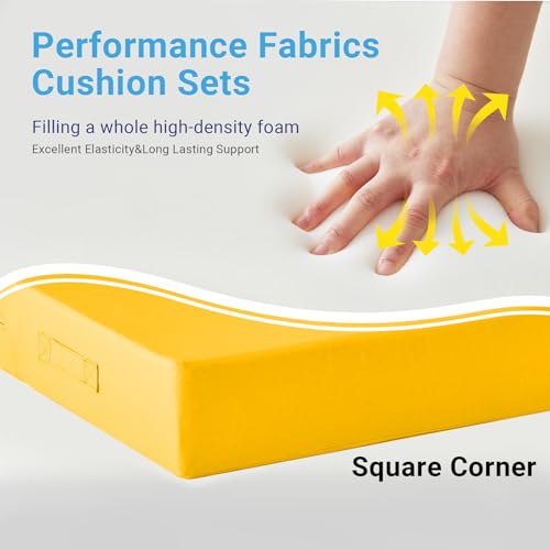 Image of IPYNBAP Outdoor Cushions for Patio Furniture,Outdoor Seat Cushion Set 24 x 24 x 4 Inch,Waterproof & Fade Resistant Outdoor Chair Cushions,Deep Patio Chair Cushion with Removable Cover,Yellow