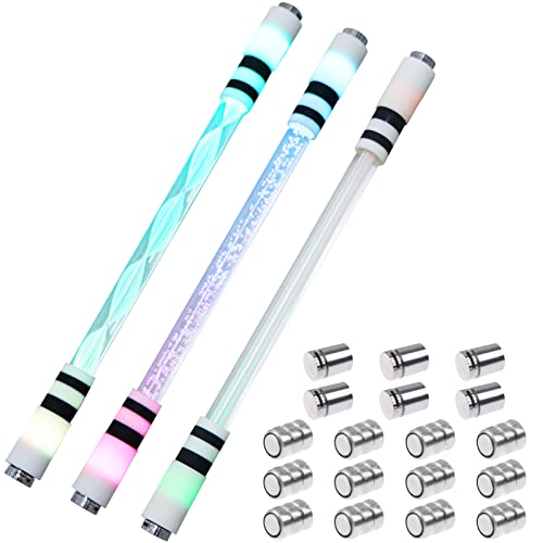 Spinning Rotating Pen Led Rotating Pen Rolling Finger Pen Anti Slip Coating Spinning Pen Spinning Ballpoint Pen with Weighted for Student Office Supplies, No Pen Refill, 3 Styles