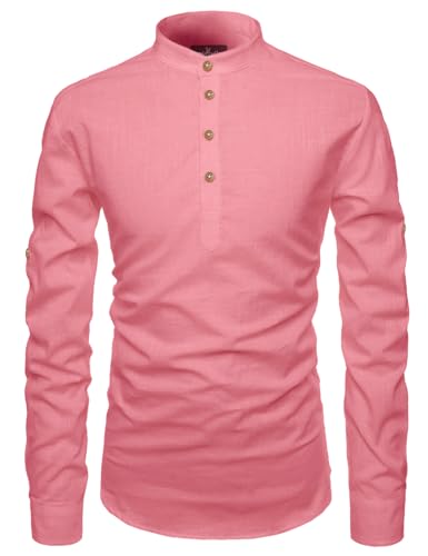 Image of Univibe Full Sleeve Chinese /Rounded /Mandarin Collar Pure Cotton Casual, Wedding, Party, Festival Stylish Short Length Slim fit Kurta Style Shirt for Men and Boys.