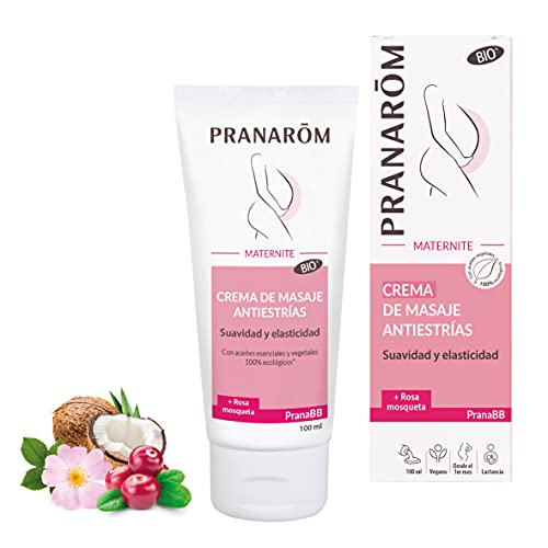 PRANAROM - PranaBB - Crema de Masaje Antiestrías - Maternidad - Suavidad y Elasticidad - Revención de las Estrías - Rica en Aceites Vegetales Nutritivos - 100ml