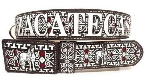 Men's Laser Cut Zacatecas Western Belt, Saddle Horse Cinto Charro Vaquero Zacatecas