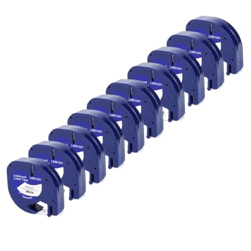 12mm LT�e�[�v91201 91221 12267 91202 LT-100H LT-100T QX50���x�����[�J�[�̌݊����̂��郉�x���e�[�v(10PK Black on White)