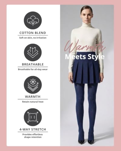Image of MeMoi Brooklyn Flat Knit Sweater Tights for Women, Cotton Blend XS-6X