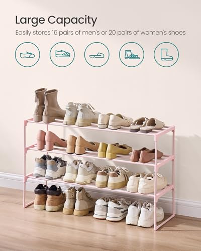 image for SONGMICS Shoe Rack, 3-Tier Shoe Organizer, Metal Storage Shelf, Uprigh