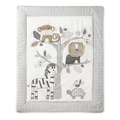 Levtex Baby - Kenya Baby Bed Set - Grey And Taupe - Jungle Animal - 5 Piece Set Includes Reversible Quilt, Fitted Sheet, Dust Ruffle, Hamper, Wall Decals #TOP1