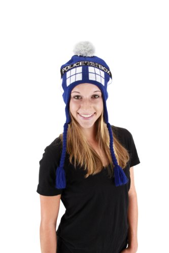 elope Dr. Who Tardis Knit Laplander Hat Blue