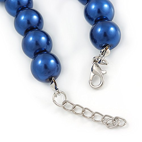 Collar de cuentas de cristal azul de 46 cm largo pulsera adaptable y pendientes juego 7