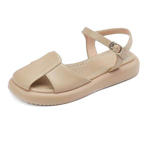 Sandales plates femme Lizoleor abricot pour mariages d'été et sorties plage