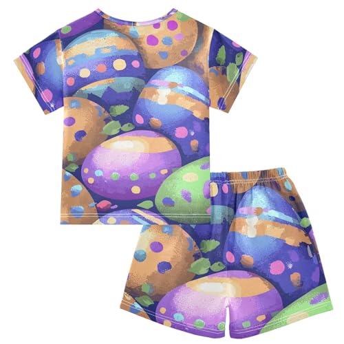 Summer Pajama Set Easter Spotted Eggs Pattern, Short Sleeve Sleepwear Nightwear2