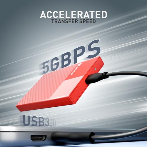 Image of Cablet 2.5 Inch SATA USB 3.0 HDD /SSD Portable External Enclosure for 7mm and 9.5mm, Tool-Free Design, Supports UASP Max 6TB (HD2577-U3-RD)