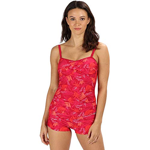 Regatta Aceana Tankini II - Bañador para Mujer, Mujer, RWM014, Dark Cerise Tropical Print, Talla 16