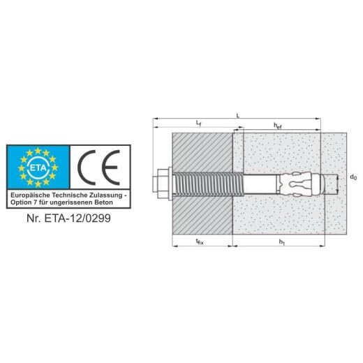 PARCO Kotwa śrubowa, 16 x 200 mm, ocynkowana, 10 sztuk – nadaje się jako kotwa metalowa, kotwa do betonu, kotwa do dużych obciążeń, kotwa ścienna, kołek rozporowy do betonu z dopuszczeniem ETA
