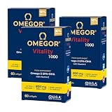 OMEGOR Vitality 1000 Integratore di Omega3 EPA/DHA e Vitamina E - Senza Retrogusto e Facile da Digerire - Ideale per Cuore, Cervello e Vista - 60 cps (3 Confezioni)