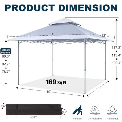 Image of MASTERCANOPY 13x13 Pop-Up Canopy Tent with Wheeled Bag Gray