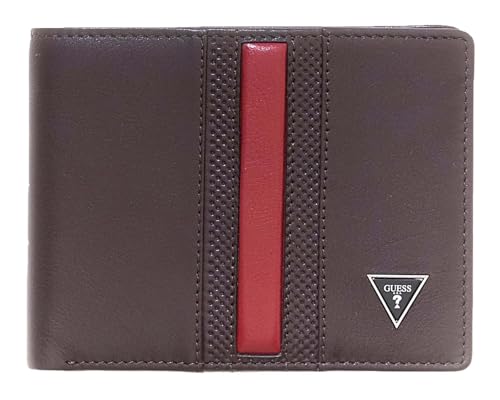 Porte-monnaie GUESS Torino bifold wallet marron foncé en cuir véritable