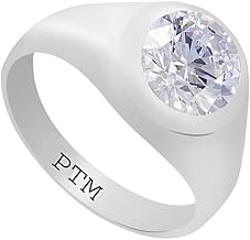 PTM Certified Zircon (American Diamond) 9.25 Ratti or 8.50 Carat Astrological Gemstone BIS Hallmark 925 Sterling Silver Ring for Men & Women