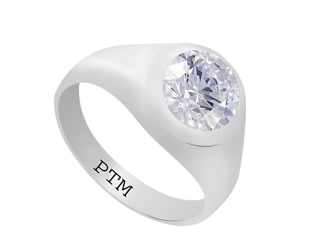 925 Sterling Silver Zircon (American Diamond) 3.25 Ratti or 3 cts to 10.25 Ratti or 9.35 cts Astrological Gemstone Bis Hallmark Ring for Men & Women