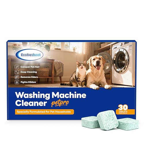 ECOFRESHEET Washing Machine Cleaner Tablets for Pet Owners – Pro 30 Tablets | Deep Clean Formula to Remove Pet Hair & Odor| Septic Safe, Compatible with HE,...