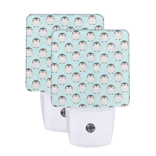 Image of Cute Cartoon Night Light 2-Pack, Auto Sensor LED Plug-in Emergency Nightlights Set of 2 for Bedroom Kitchen Bathroom Toilet