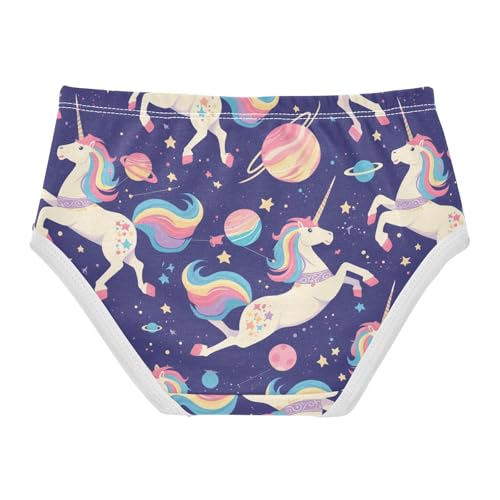 Wusikd Unicorns Stars Girls' Underwear Cotton Planets Galaxies Girls Briefs Soft Toddler Underwear 2T2