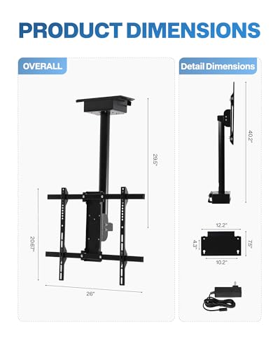 TOPSKY Motorized Ceiling TV Mount with 150 Swivel for 32 to 85 Inch TVs - image 8