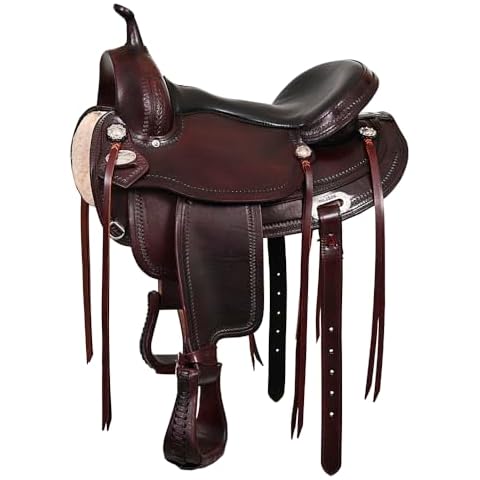 HILASON Chocolate Brown 17 in Western Horse Saddle American Leather Flex Tree Trail & Pleasure Chocolate Brown| American Saddle Horse Cover